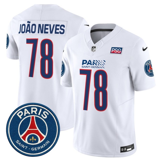Paris Saint-Germain #78 Joao Neves 2025 NFL Football Nike Vapor Limited Jersey White - Stitched