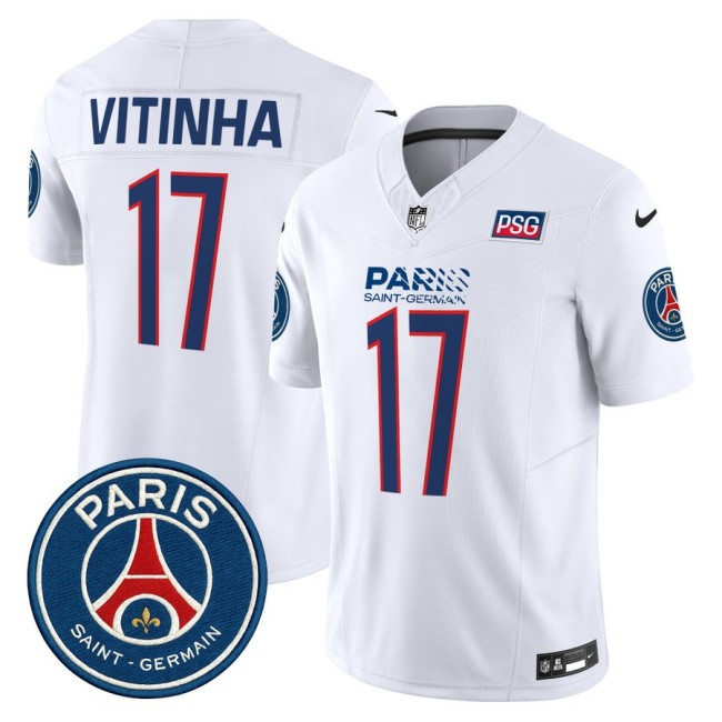 Paris Saint-Germain #17 Vitinha 2025 NFL Football Nike Vapor Limited Jersey White - Stitched