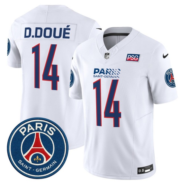 Paris Saint-Germain #14 Desire Doue 2025 NFL Football Nike Vapor Limited Jersey White - Stitched
