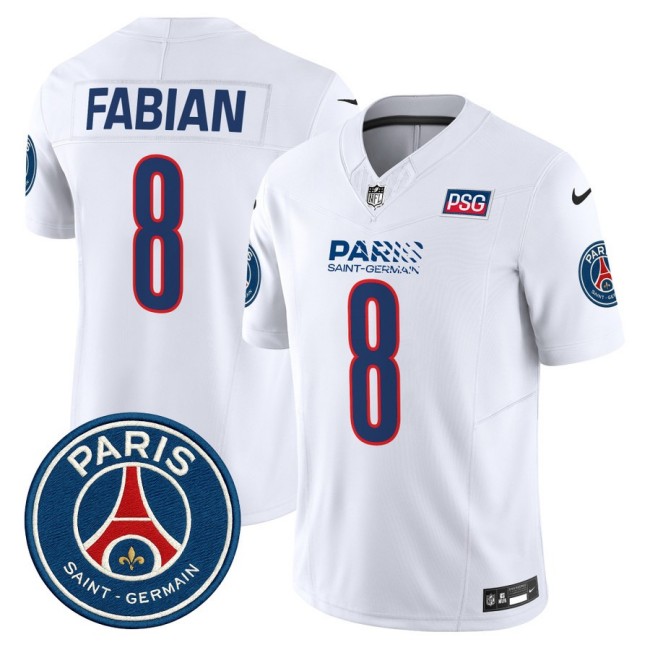 Paris Saint-Germain #8 Fabian Ruiz 2025 NFL Football Nike Vapor Limited Jersey White - Stitched