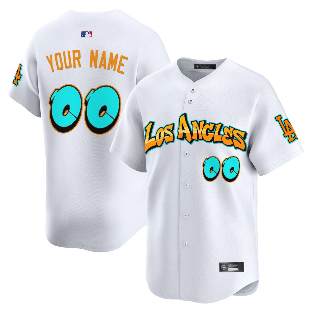 Los Angeles Dodgers 'Graffiti Street Style Edition' Limited Custom Jersey White - All Stitched