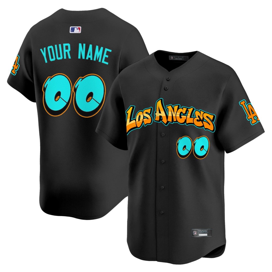 Los Angeles Dodgers 'Graffiti Street Style Edition' Limited Custom Jersey Black - All Stitched