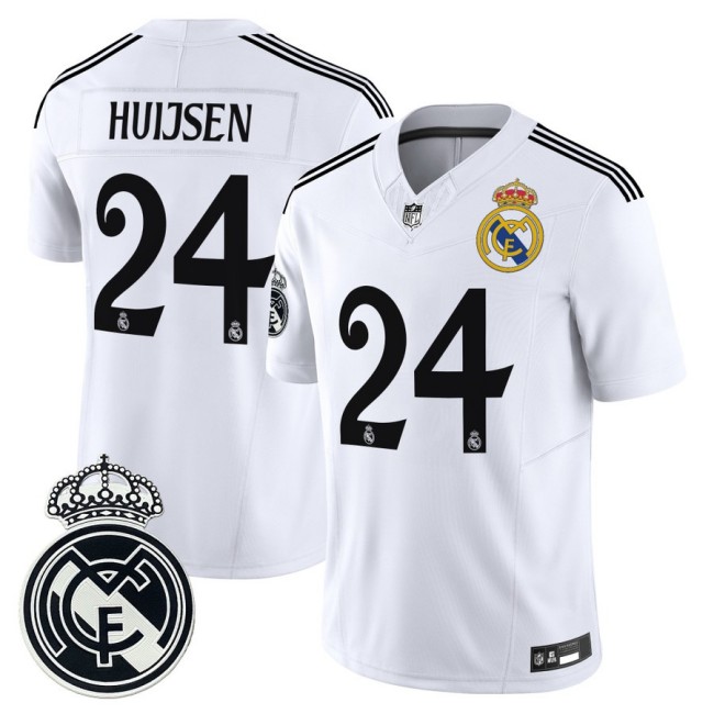 Real Madrid #24 Dean Huijsen 2025 NFL Vapor Limited Football Jersey White - All stitched