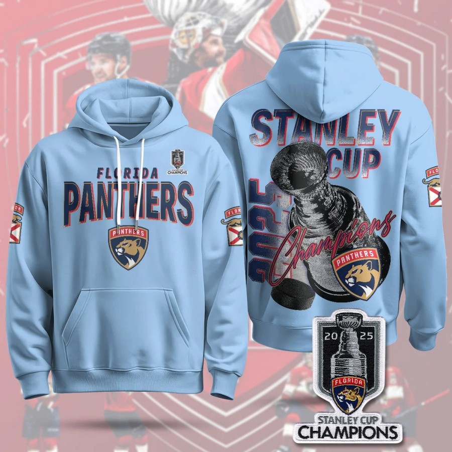 Florida Panthers 2025 Stanley Cup Champions Hoodie Blue B3 - Printed
