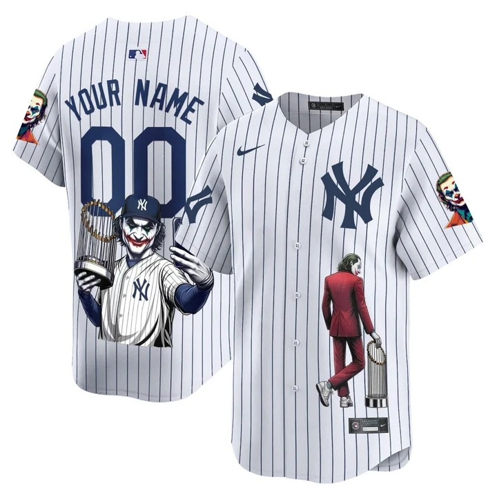 Joker New York Yankees White Baseball Custom Jersey - All Printed