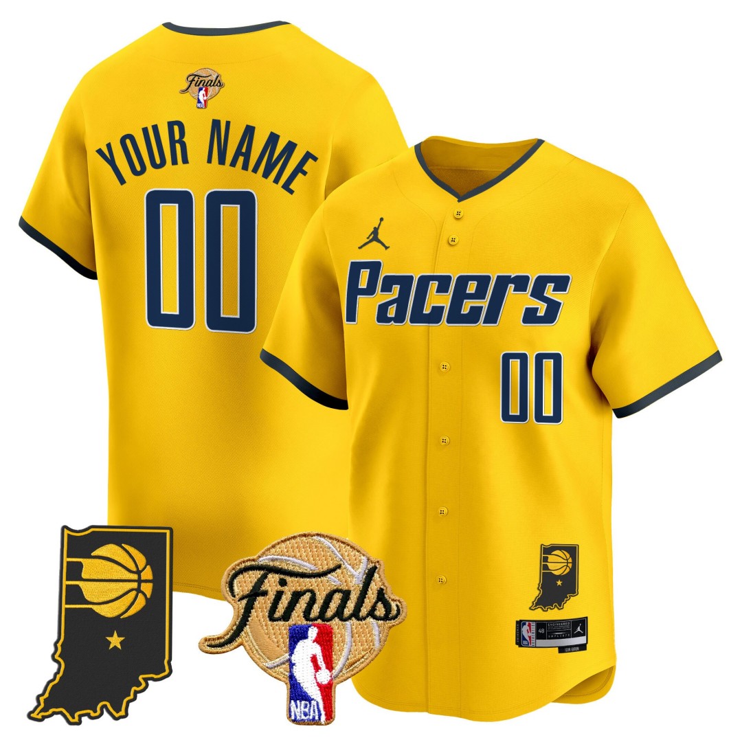 Indiana Pacers Active Player Custom 2025 NBA Finals Patch Limited Stitched Baseball Jersey Statement Yellow