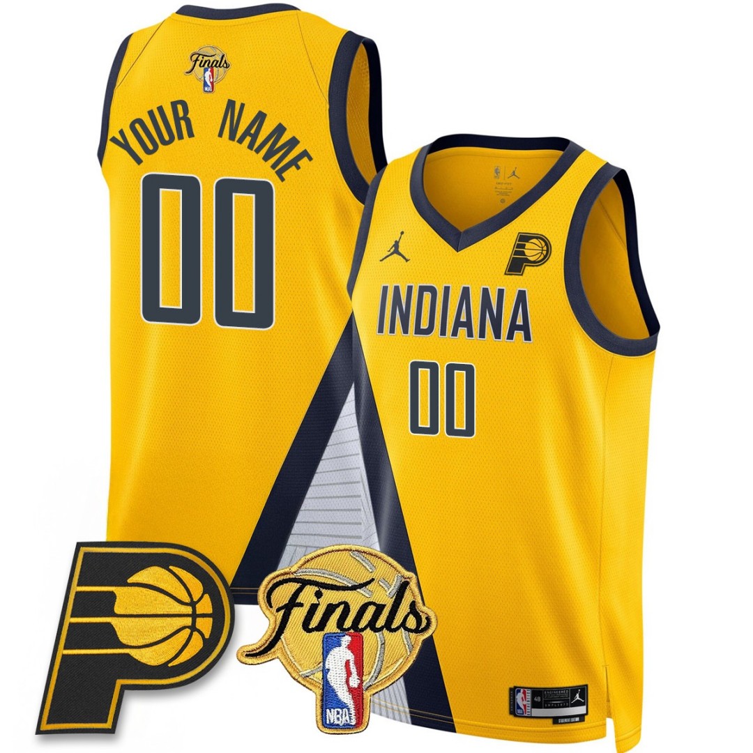 Indiana Pacers Active Player Custom Team Logo Swingman Finals Patch Statement Yellow Stitched Basketball Jersey