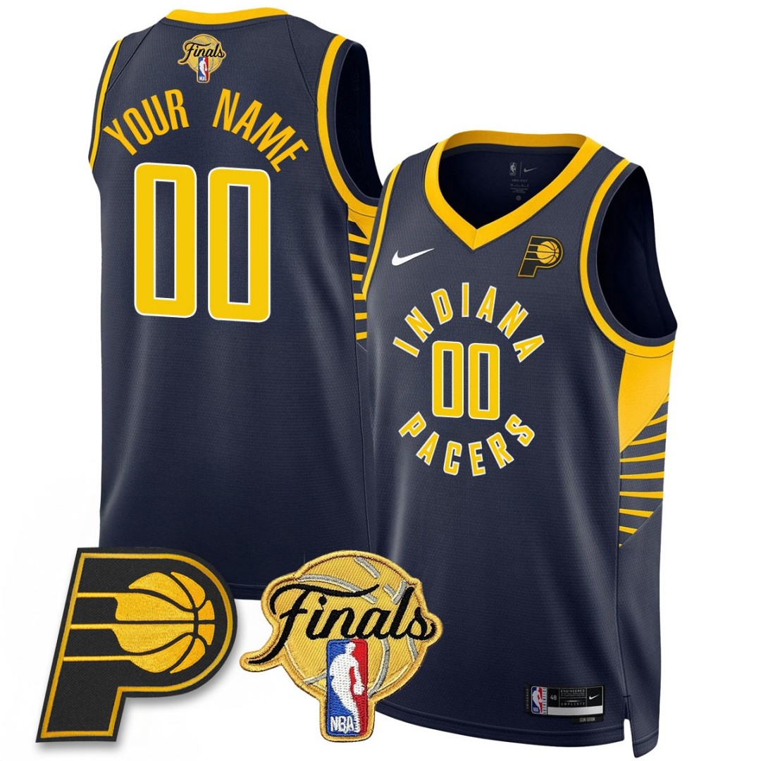 Indiana Pacers Active Player Custom Team Logo Swingman Finals Patch Icon Blue Stitched Basketball Jersey