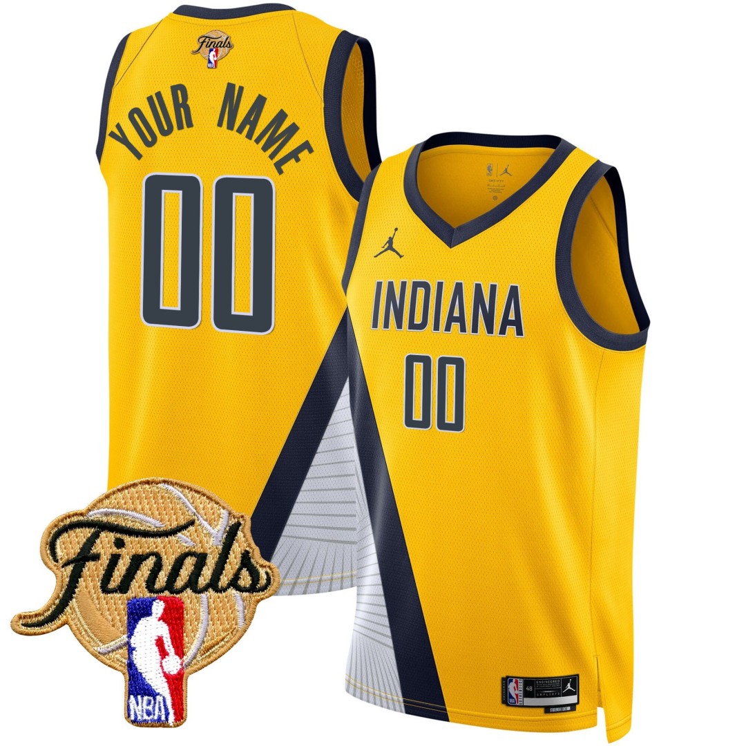 Indiana Pacers Active Player Custom Swingman Finals Patch Statement Yellow Stitched Basketball Jersey