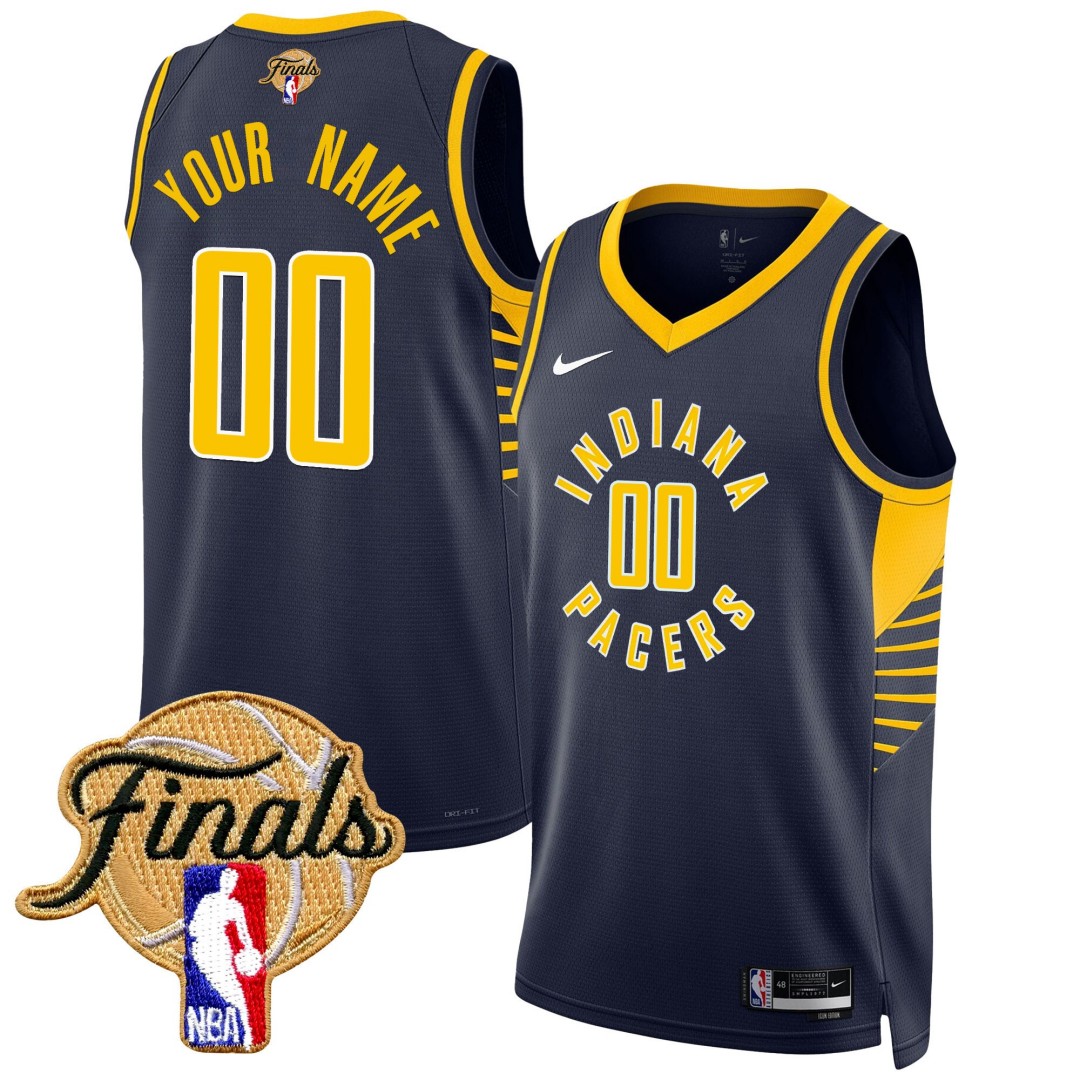 Indiana Pacers Active Player Custom Swingman Finals Patch Icon Blue Stitched Basketball Jersey