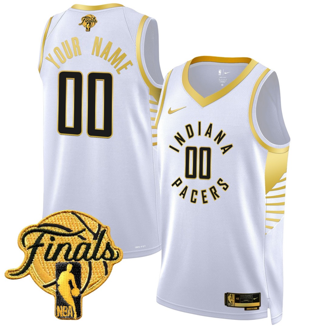 Indiana Pacers Active Player Custom Swingman Finals Patch White Gold Stitched Basketball Jersey
