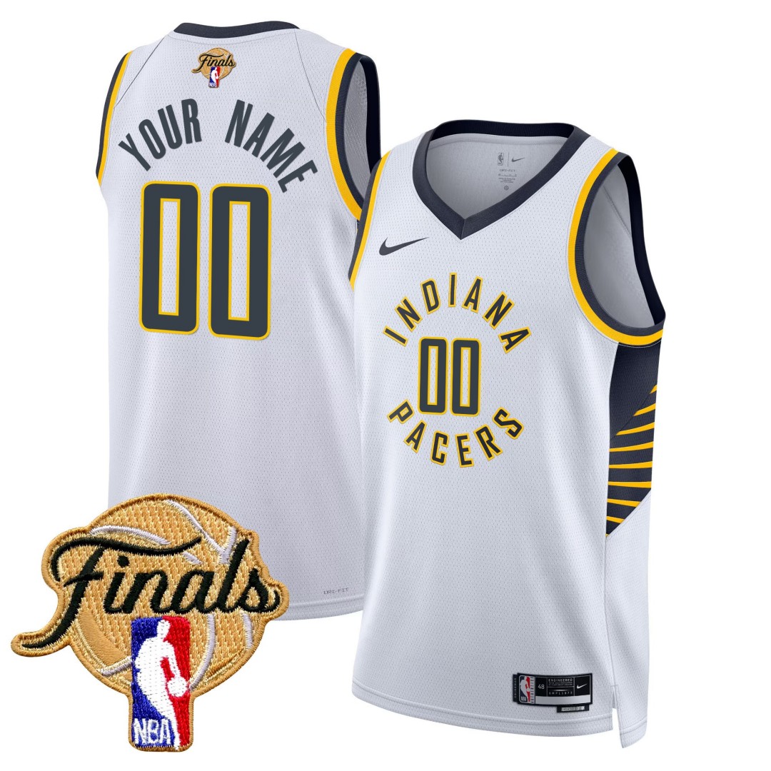 Indiana Pacers Active Player Custom Swingman 2025 Finals Patch Association White Stitched Basketball Jersey