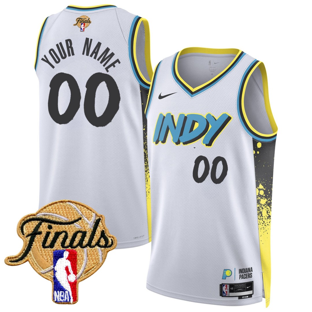 Indiana Pacers Active Player Custom Swingman 2025 Finals Patch 24-25 City Connect White Stitched Basketball Jersey
