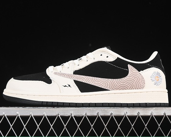 Jordan 1 Retro Low OG SP Fragment x Travis Scott White Brown Black XS2024-047 Sneaker