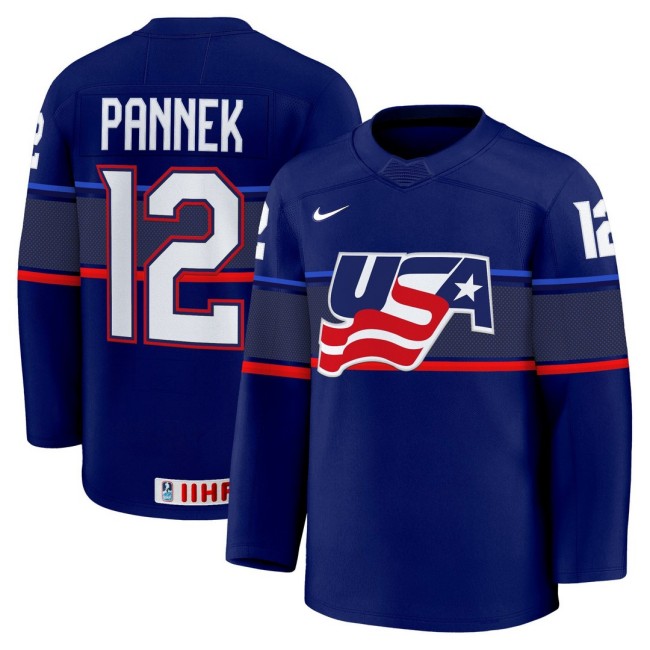 Men's Size 2025 USA Women’s Hockey #12 Kelly Pannek Blue Jersey - All Stitched