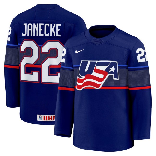 Men's Size 2025 USA Women’s Hockey #22 Tessa Janecke Blue Jersey - All Stitched