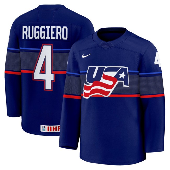 Men's Size 2025 USA Women’s Hockey #4 Angela Ruggiero Blue Jersey - All Stitched