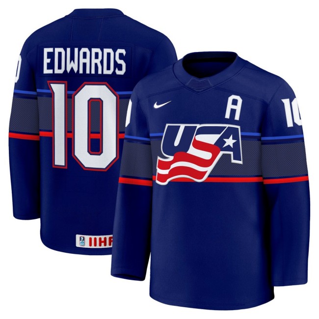 Men's Size 2025 USA Women’s Hockey #10 Laila Edwards Blue Jersey - All Stitched