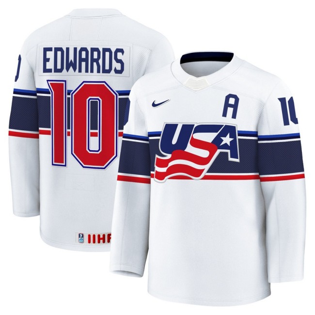 Men's Size 2025 USA Women’s Hockey #10 Laila Edwards White Jersey - All Stitched