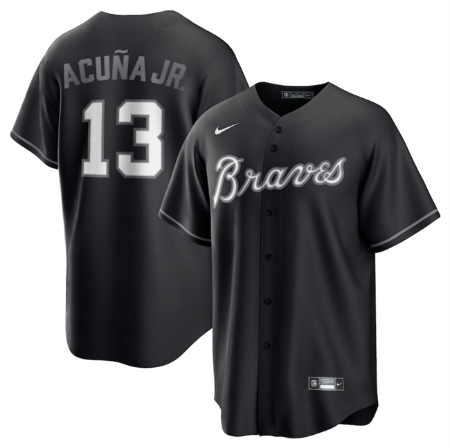 Men's Atlanta Braves Custom Black Lights Out Limited Stitched Baseball Jersey