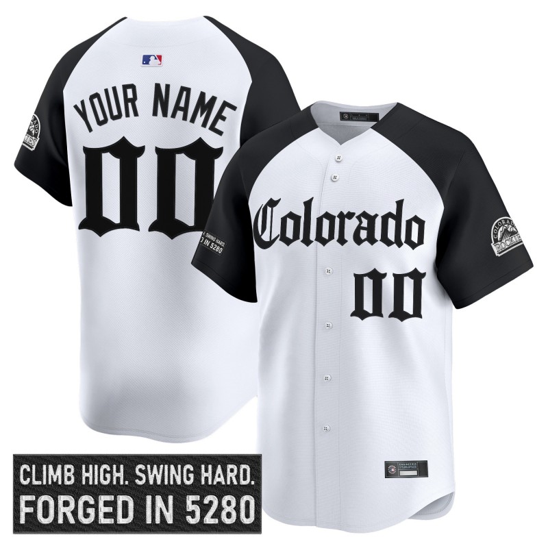 Colorado Rockies Custom 'Gothic Mile High Shadows Edition' Vapor Premier Limited Jersey White Black - All Stitched