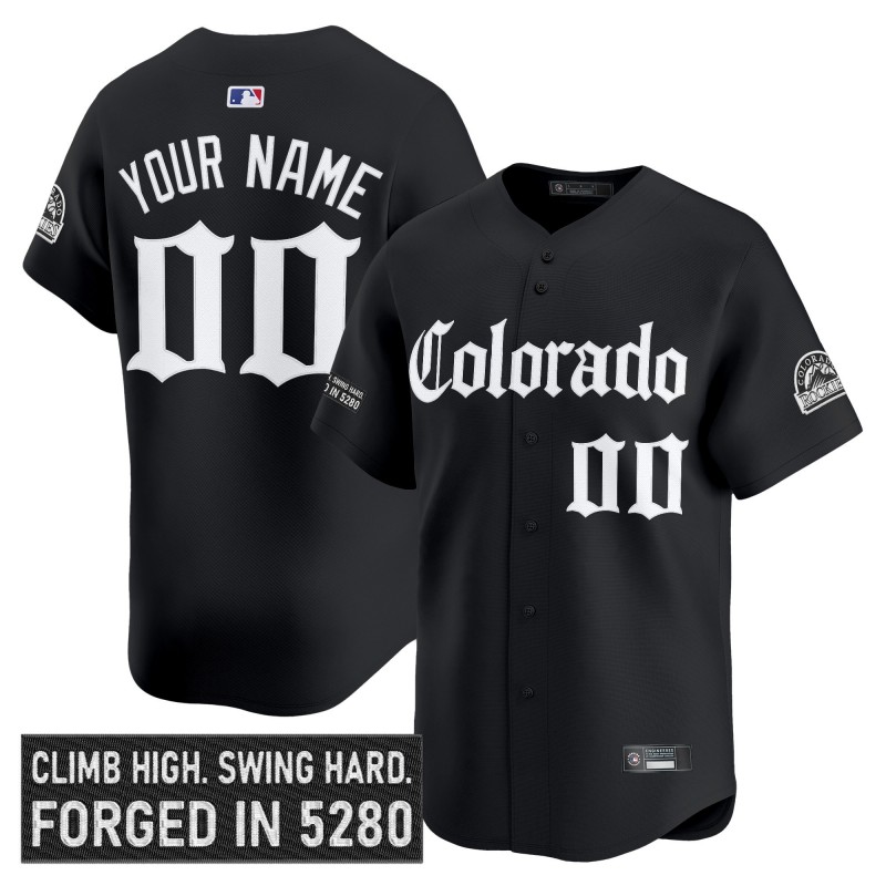 Colorado Rockies Custom 'Gothic Mile High Shadows Edition' Vapor Premier Limited Jersey Black - All Stitched