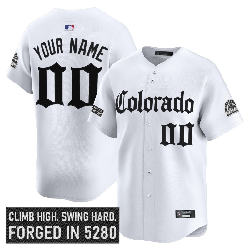 Colorado Rockies Custom 'Gothic Mile High Shadows Edition' Vapor Premier Limited Jersey White - All Stitched