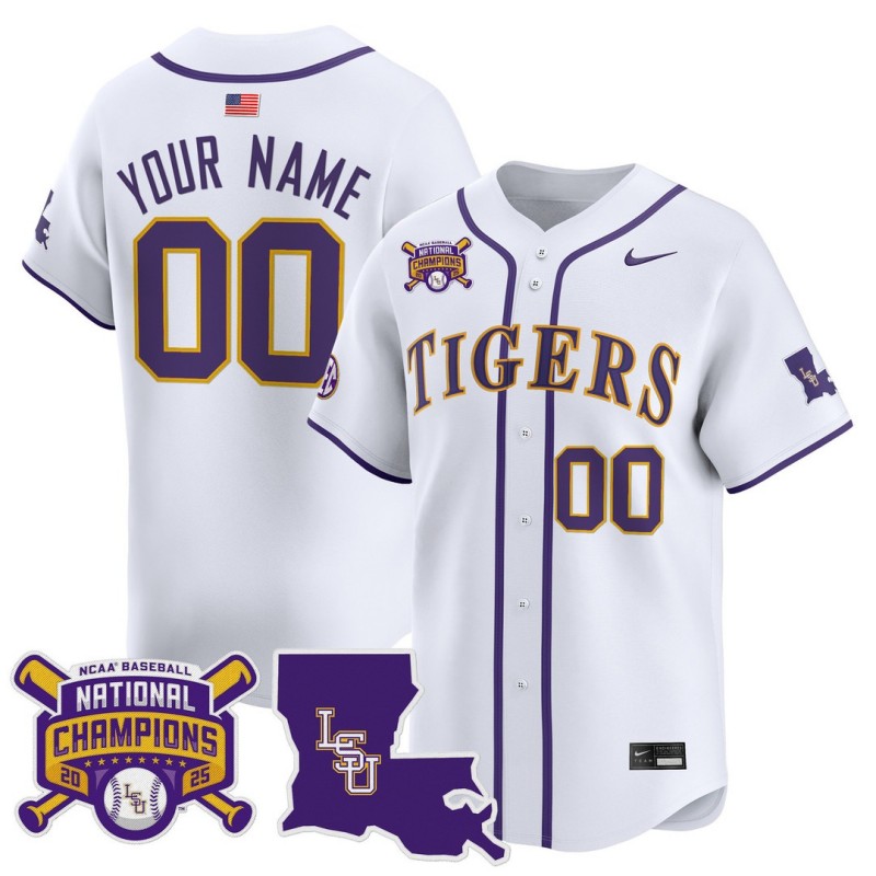 LSU Tigers Custom 2025 College World Series Champions Nike  Limited Baseball Jersey White - All Stitched