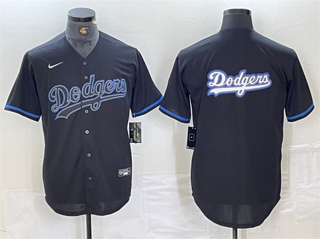 Men's Los Angeles Dodgers Team Big Logo Black Fashion Stitched Baseball Jerseys