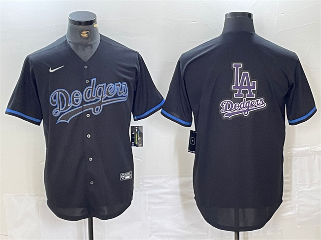 Men's Los Angeles Dodgers Team Big Logo Black Fashion Nike Stitched Baseball Jerseys
