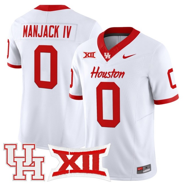 Men's Houston Cougars #0 Manjack IV 2025 Nike F.U.S.E. Vapor Limited Football Jersey White - All Stitched