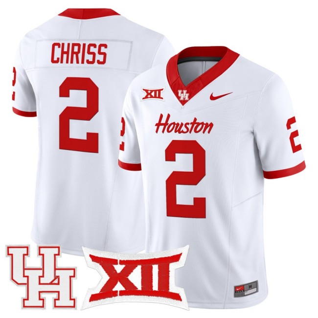 Men's Houston Cougars #2 Zeon Chriss 2025 Nike F.U.S.E. Vapor Limited Football Jersey White - All Stitched