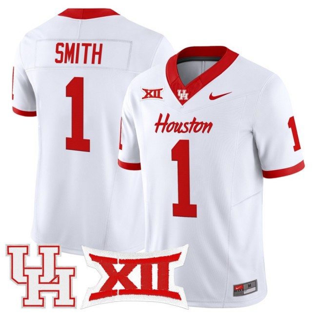 Men's Houston Cougars #1 Donovan Smith 2025 Nike F.U.S.E. Vapor Limited Football Jersey White - All Stitched