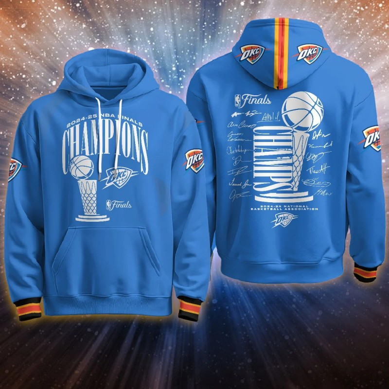Oklahoma City Thunder 2024-25 Champions Hoodie Blue B2 - Printed