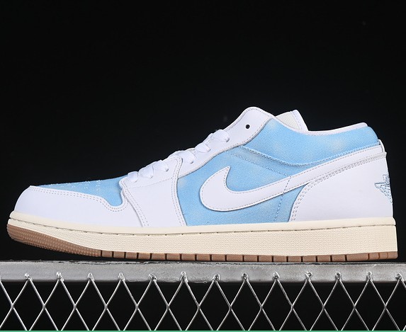 Air Jordan 1 Low Worn Blue White-Gum Light Brown-Sail HQ2004-400 Sneaker