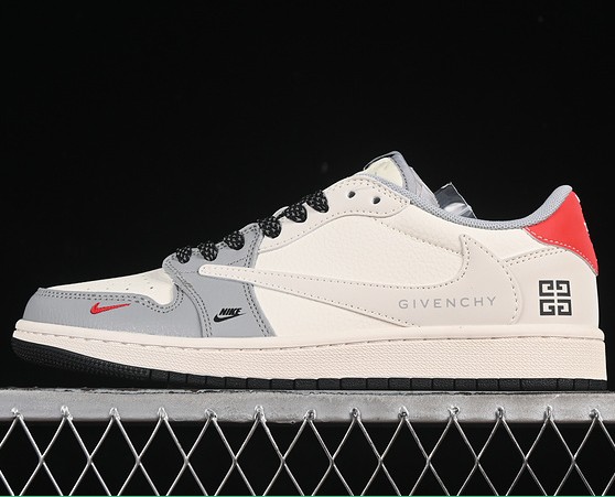 Travis Scott x Fragment Air Jordan 1 Low OG SP White Grey Black Red XS7089-599 Sneaker
