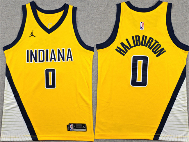 Youth Indiana Pacers #0 Tyrese Haliburton Yellow Statement Edition Stitched Basketball Jersey