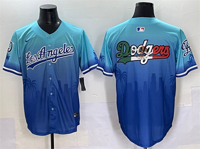 Men's Los Angeles Dodgers Team Big Logo Blue Limited Stitched Baseball Jerseys