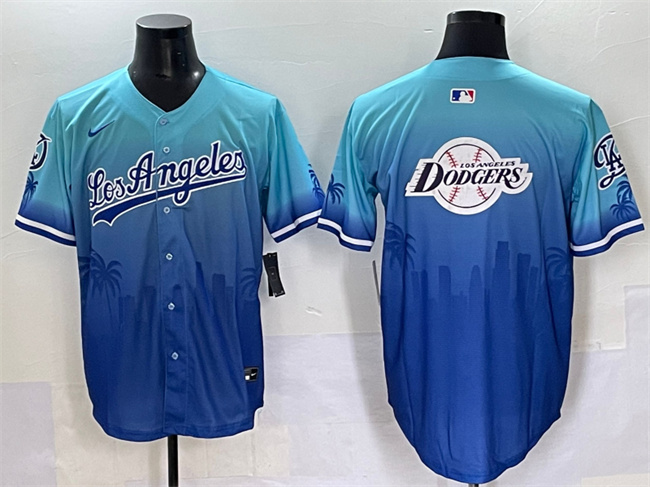 Men's Los Angeles Dodgers Team Big Logo Blue Limited Stitched MLB Baseball Jersey