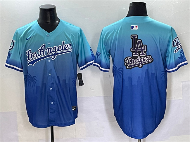 Men's Los Angeles Dodgers Team Big Logo Blue Limited Stitched MLB Baseball Jerseys