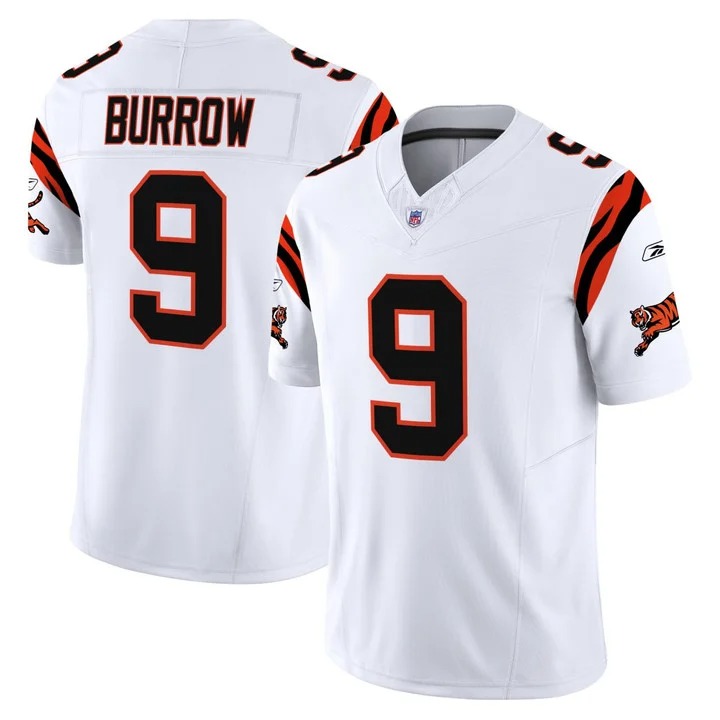 Men's Cincinnati Bengals #9 Joe Burrow White 2025 Reebok Football Jersey - All Stitched