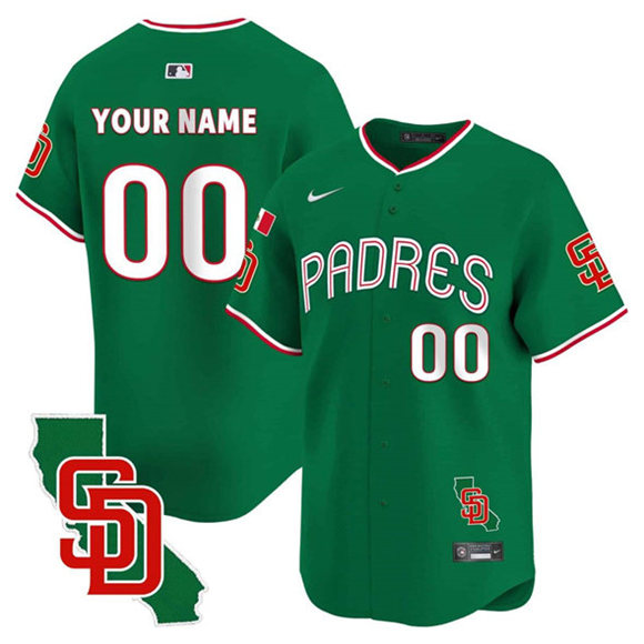 Men's San Diego Padres Custom Green Mexico Premier Limited Stitched Baseball Jersey