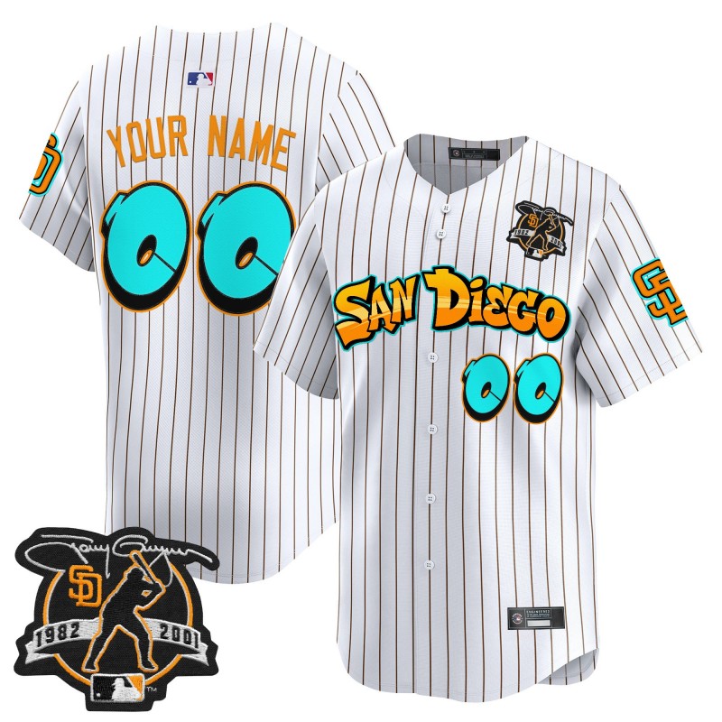 San Diego Padres 'Graffiti Barrio Edition' Custom Vapor Premier Limited Jersey Pinstripe - All Stitched