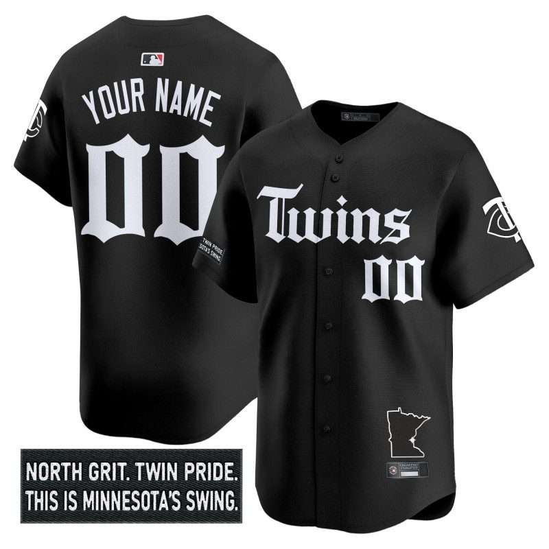 Minnesota Twins 'Gothic North Edition' Custom Vapor Premier Limited Jersey Black V2 - All Stitched