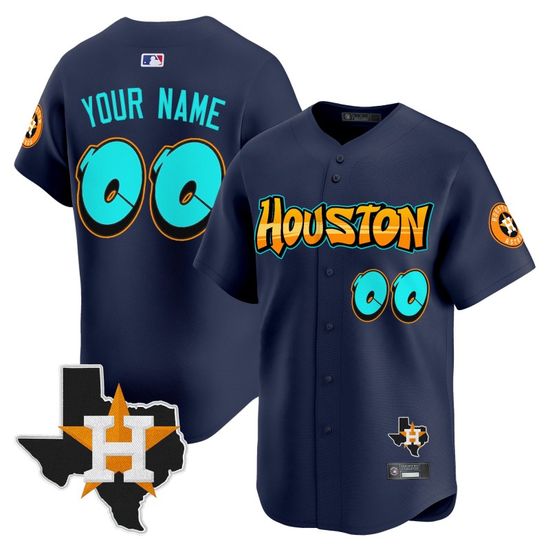 Houston Astros 'Graffiti H-Town Edition' Custom Vapor Premier Limited Jersey Navy - All Stitched