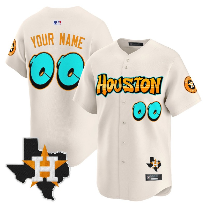 Houston Astros 'Graffiti H-Town Edition' Custom Vapor Premier Limited Jersey Cream - All Stitched