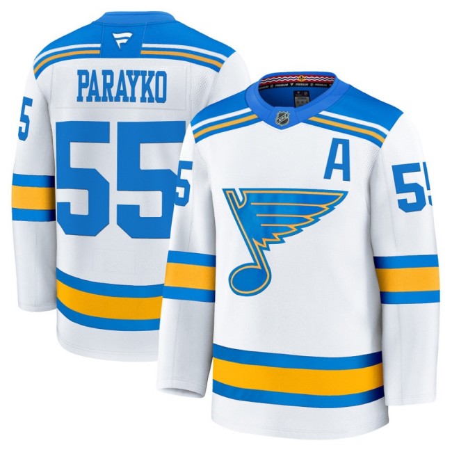 Men's St. Louis Blues #55 Colton Parayko White 2025-26 Premium Stitched Hockey Jersey