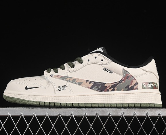 Air Jordan 1 Retro Low OG SP Fragment x Travis Scott Supreme Beige Camo XS2024-046 Sneaker