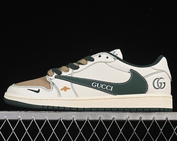 Air Jordan 1 Retro Low OG SP Fragment x Travis Scott Gucci White Brown Green XZ5749-006 Sneaker