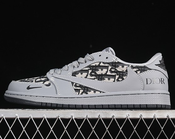 Air Jordan 1 Retro Low OG SP Fragment x Travis Scott Dior Grey Black LD2025-031 Sneaker